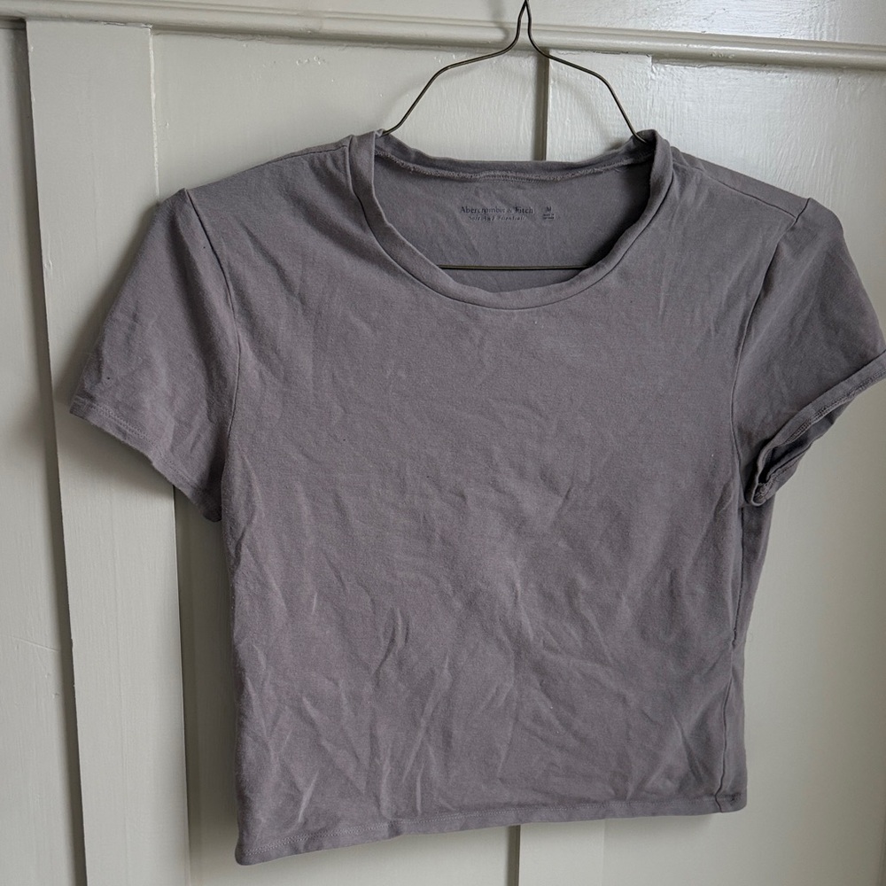 Abercrombie & Fitch Soft Essentials Gray Crop T Shirt